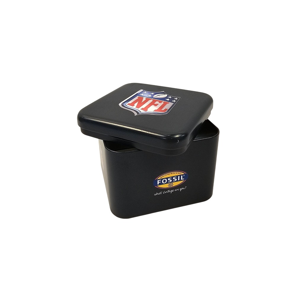 Fossil NFL Mens Applied‎ Watch Box Square Black Display Storage Case Collectible